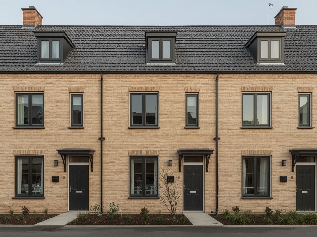 nieuwbouwwoning in Overberg met antracietkleurige kunststof kozijnen en bijpassende voordeur
