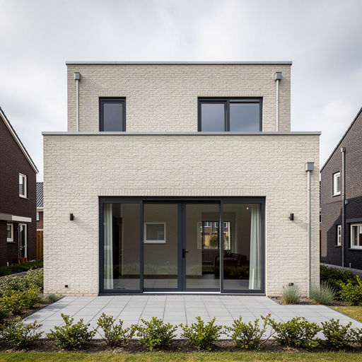 Witte kunststof hefschuifpui met HR++ glas in een rijtjeswoning