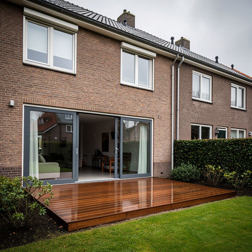 Kunststof schuifpui aan de achtergevel van een woning in Veenendaal